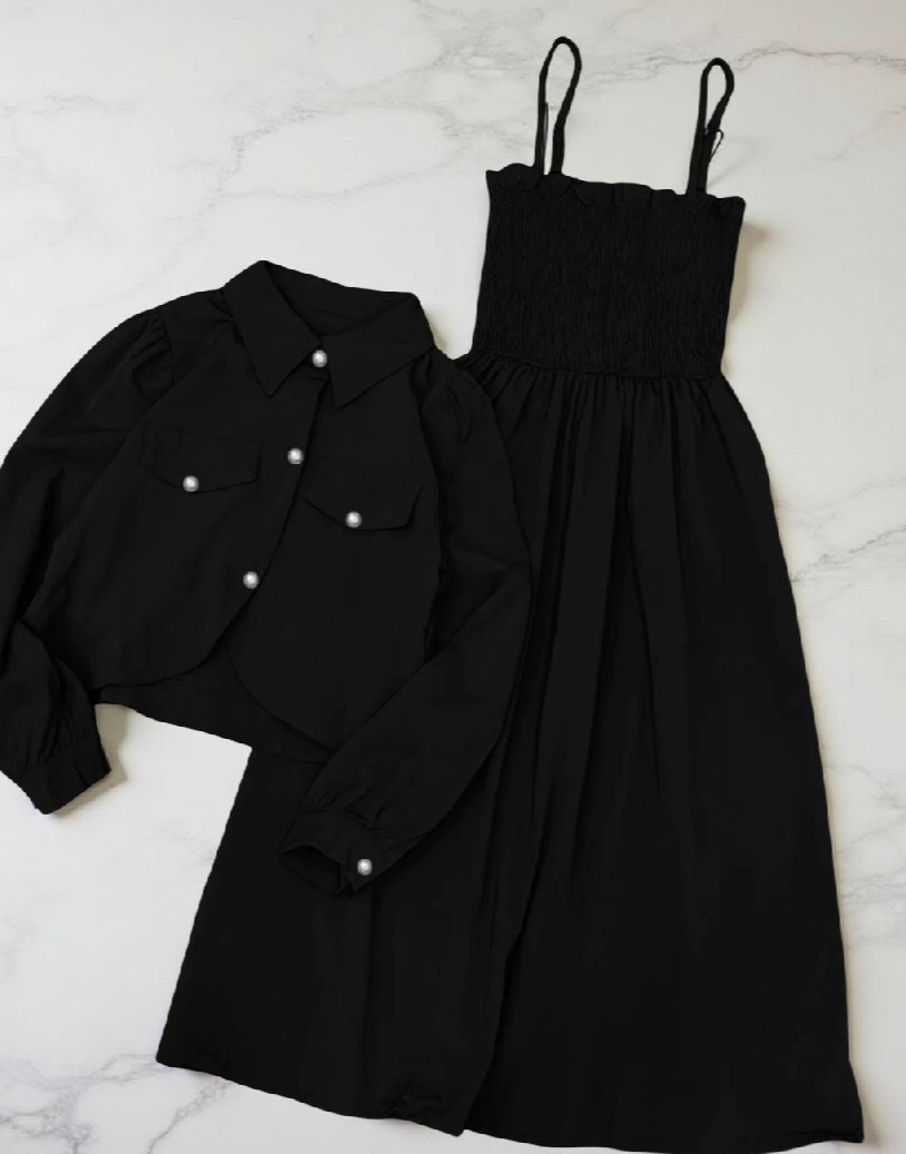 Firangi Kaaj Button Coati with Gazzer Romper Frock