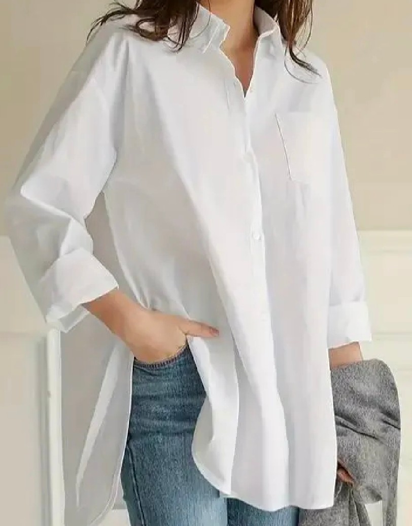 Cotton White Blouse Shirt for Women