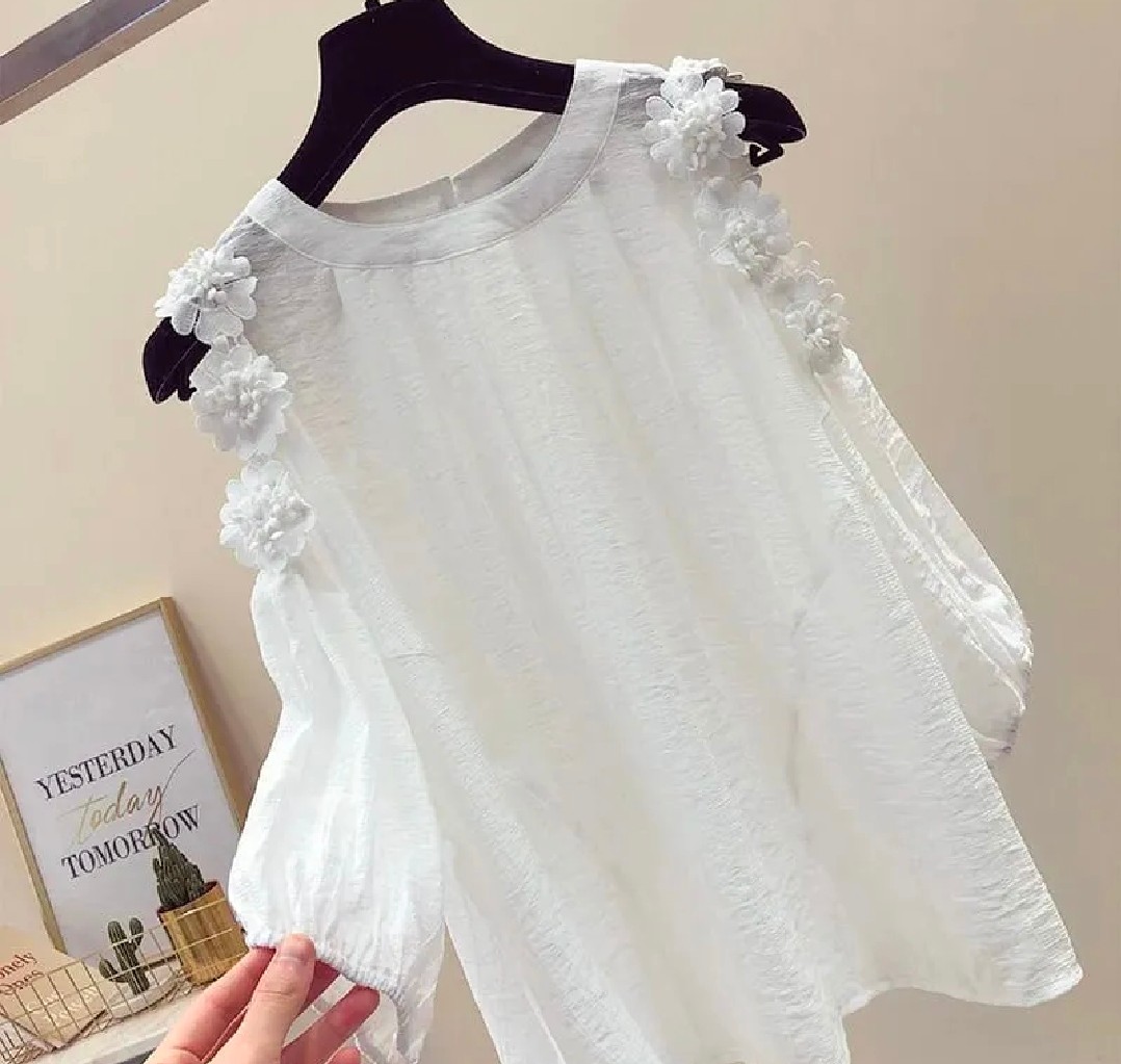 Ruffle Cut Shoulder Top